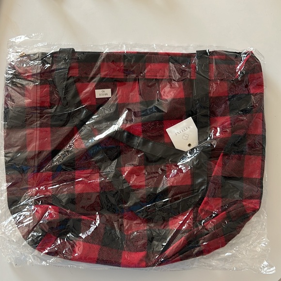 Plaid Flannel Shoulder Tote Bag Red Black Buffalo Plaid Tote - Picture 4 of 5